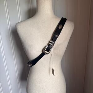 Vintage 90s Western Black Leather Belt 40